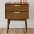 Walnut & Gold Two Drawer Nightstand U452