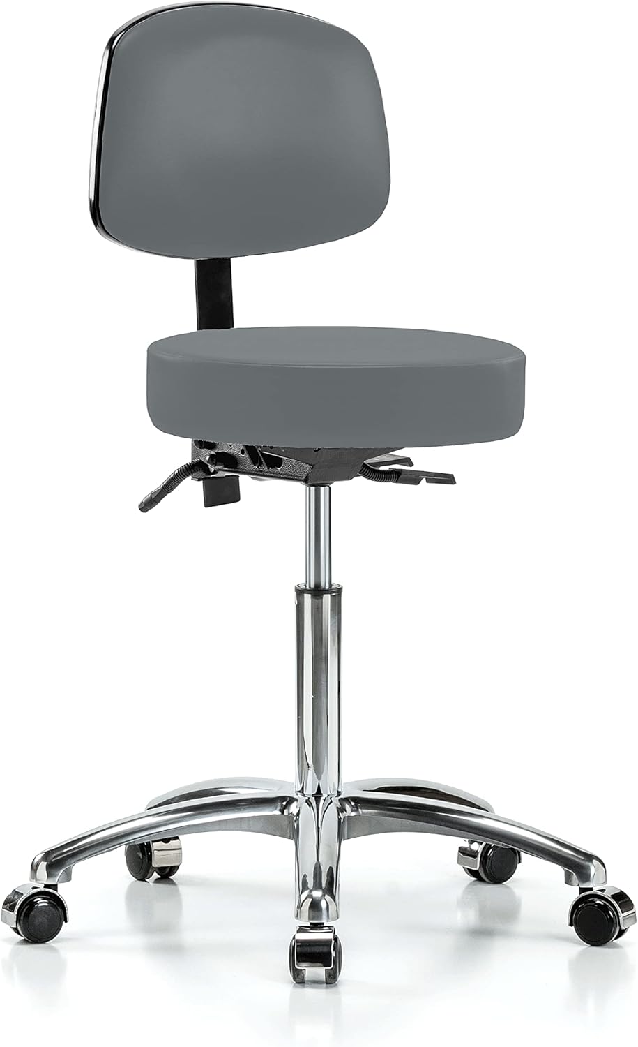 Chrome Height Adjustable Doctor's Stool with Back and Footring W664808