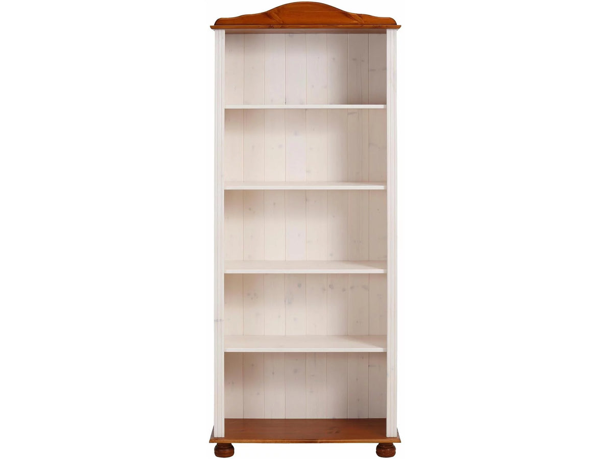 5 Shelf Open Bookcase, White and Honey Z697