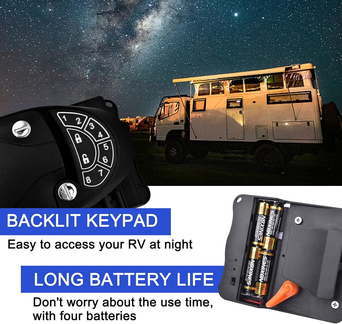 RV Keyless Entry Door Lock with Key Fobs and Backlit Keypad W51443