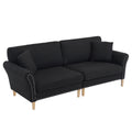 Black Upholstered 2-Seat Loveseat Sofa with 2 Pillows H606