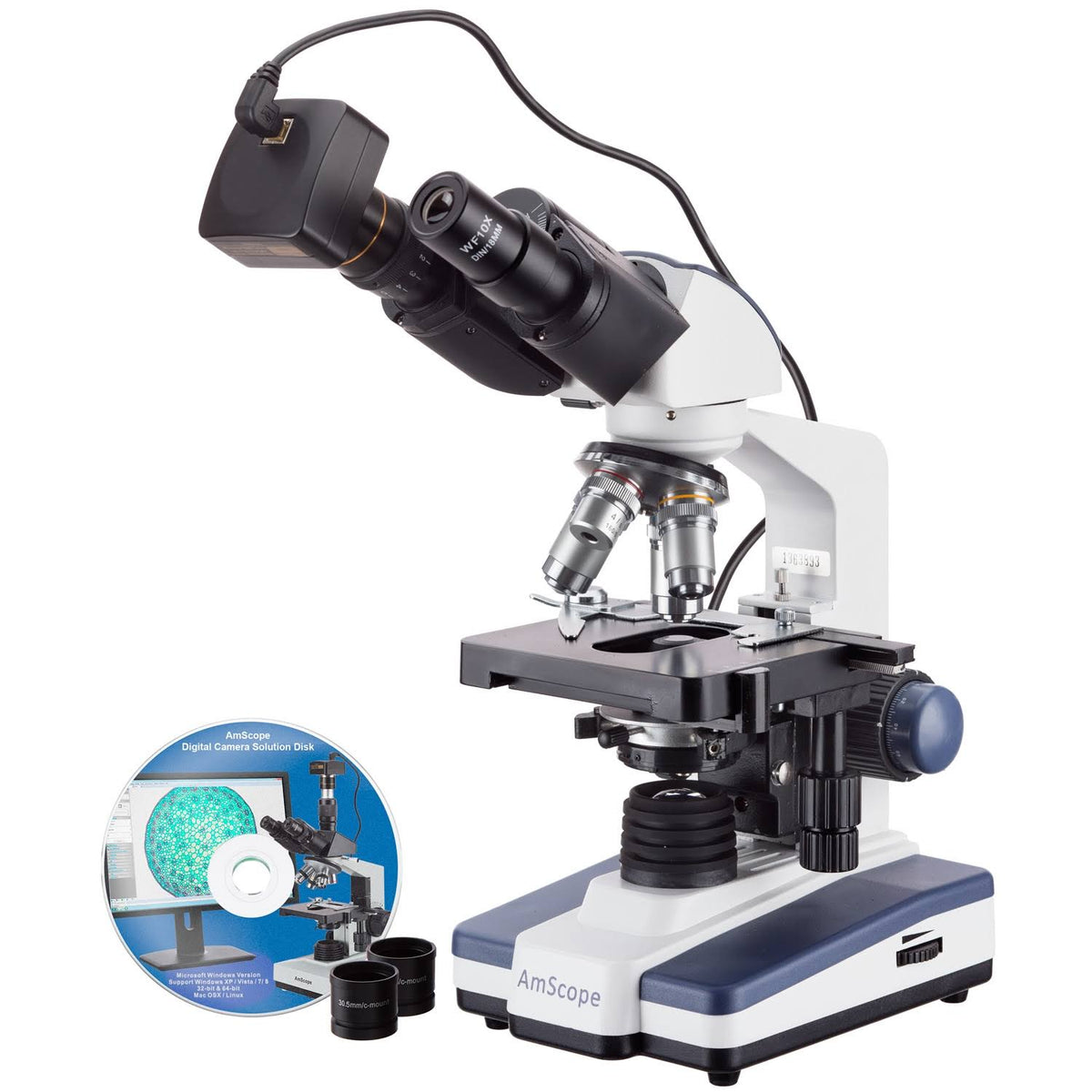 40X-2500X LED Binocular Compound Microscope with 10MP Camera G355