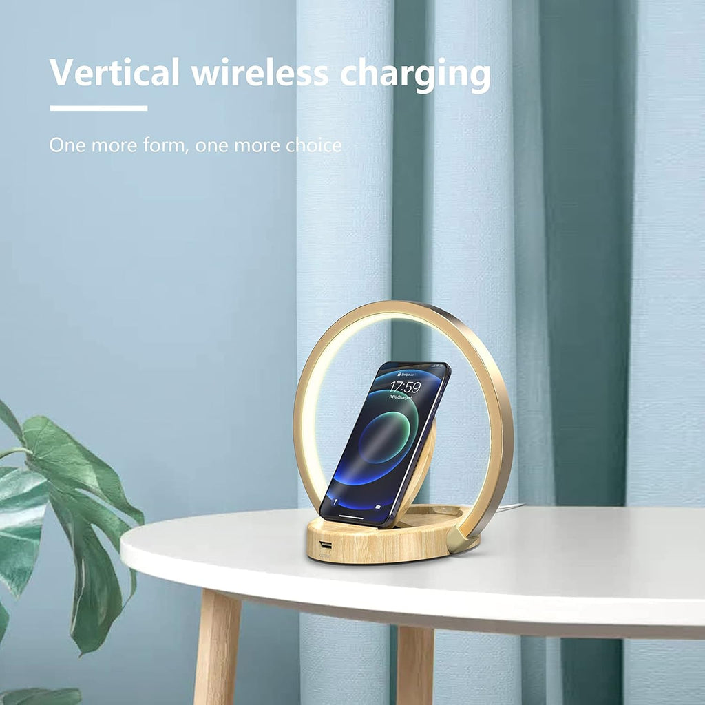 LED Wood Table Lamp with 3 Brightness Levels J533