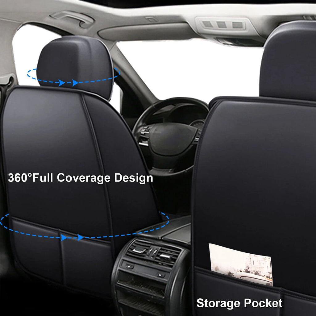 Black Waterproof Pu Leather Full Set Car Seat Covers C5230
