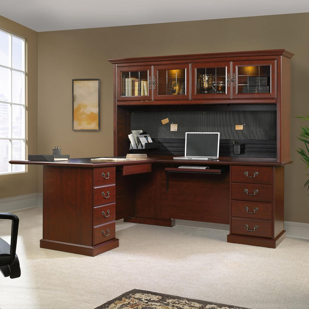L-Shaped Desk with Office Hutch, Classic Cherry H53233