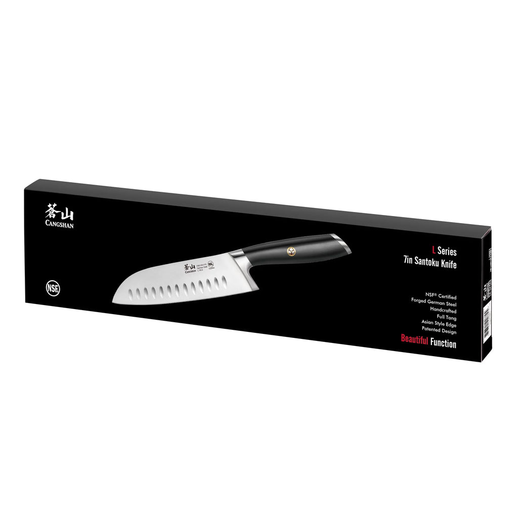 German Steel Forged 7" Santoku Knife, Black X28972