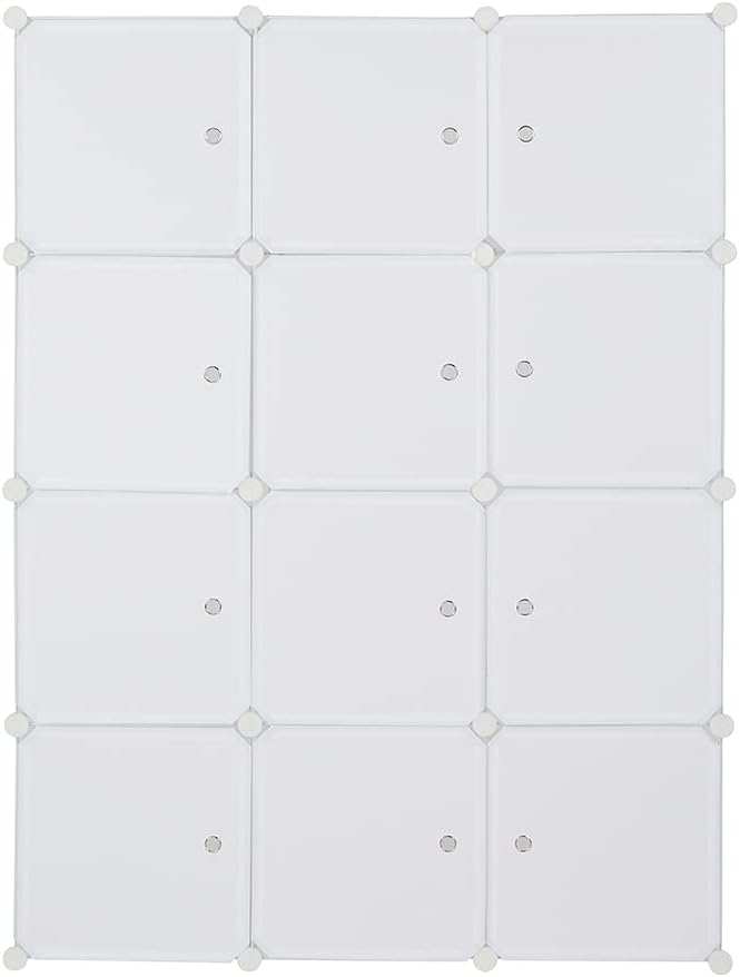 White 12 Cube Plastic Storage Shelves with Hanging Rod C272032