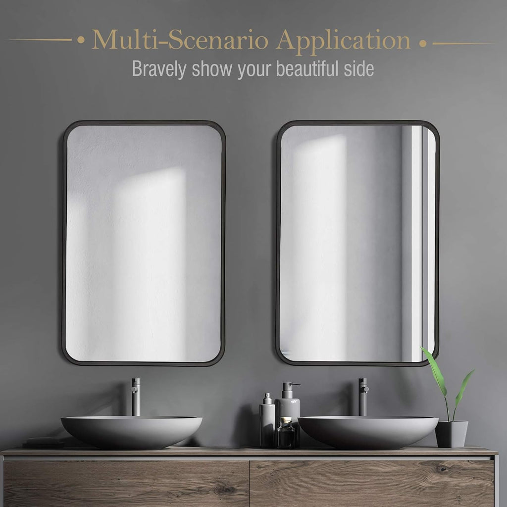 24x36 Rectangular Wall Mount Mirror with Stainless Steel Metal Frame S44748