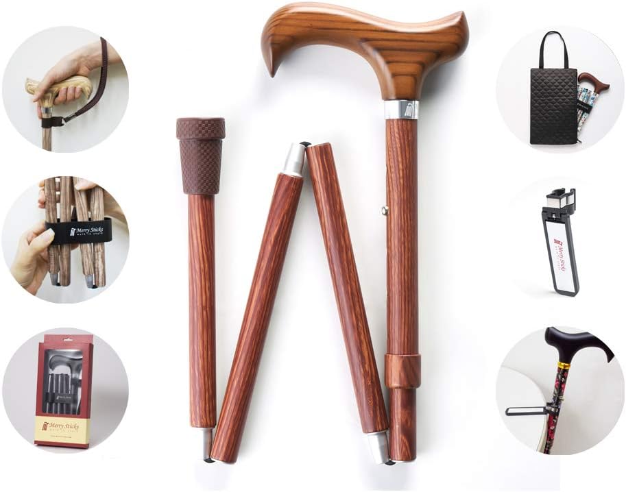 Folding Adjustable Walking Cane with Cane Bag and Reflective Cane Holder L645401