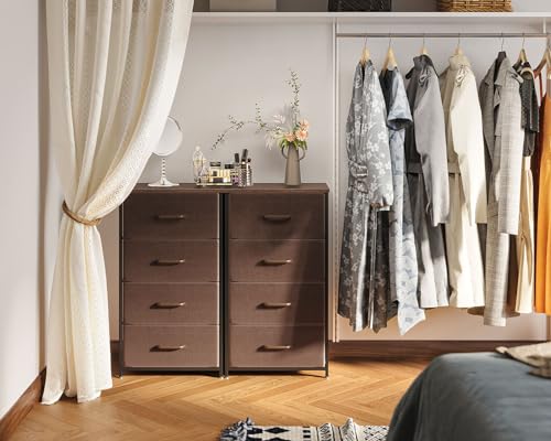 Dark Grey 4 Drawer Fabric Dresser with Wood Top Y82592