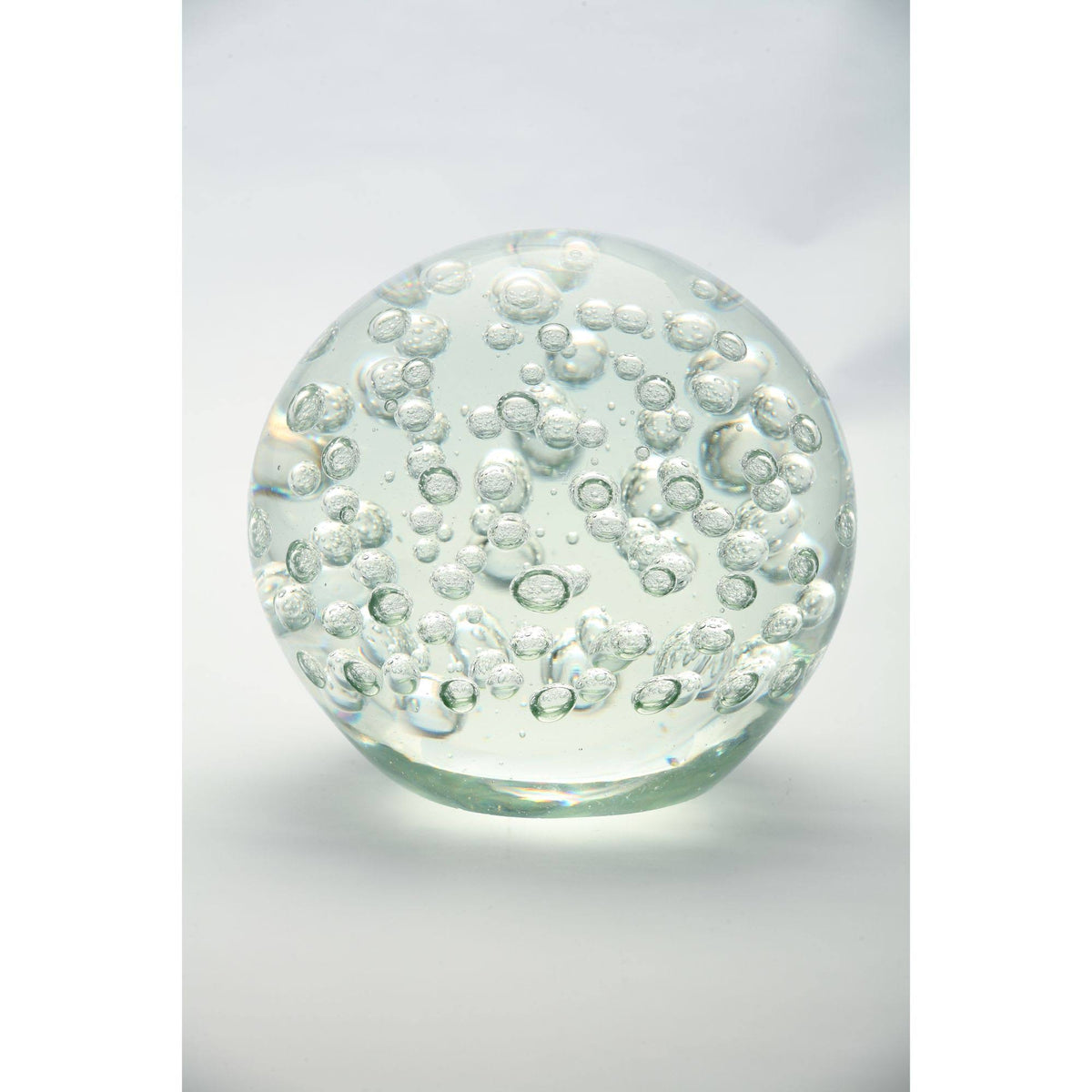 Clear Round Bubbled Hand Blown Glass Paperweight Ball R62587