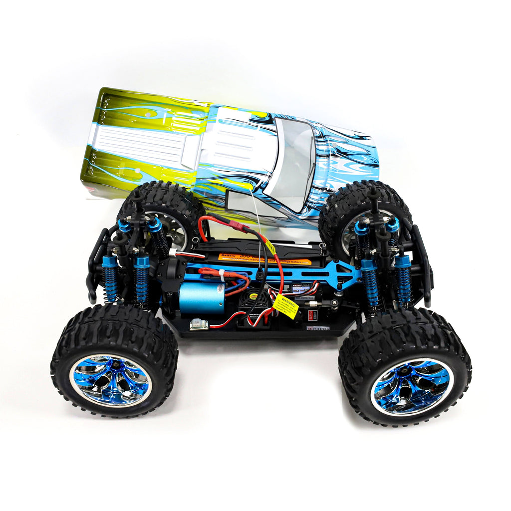 Light Blue and Yellow Flame Design 4WD Electric RC Truck T8140