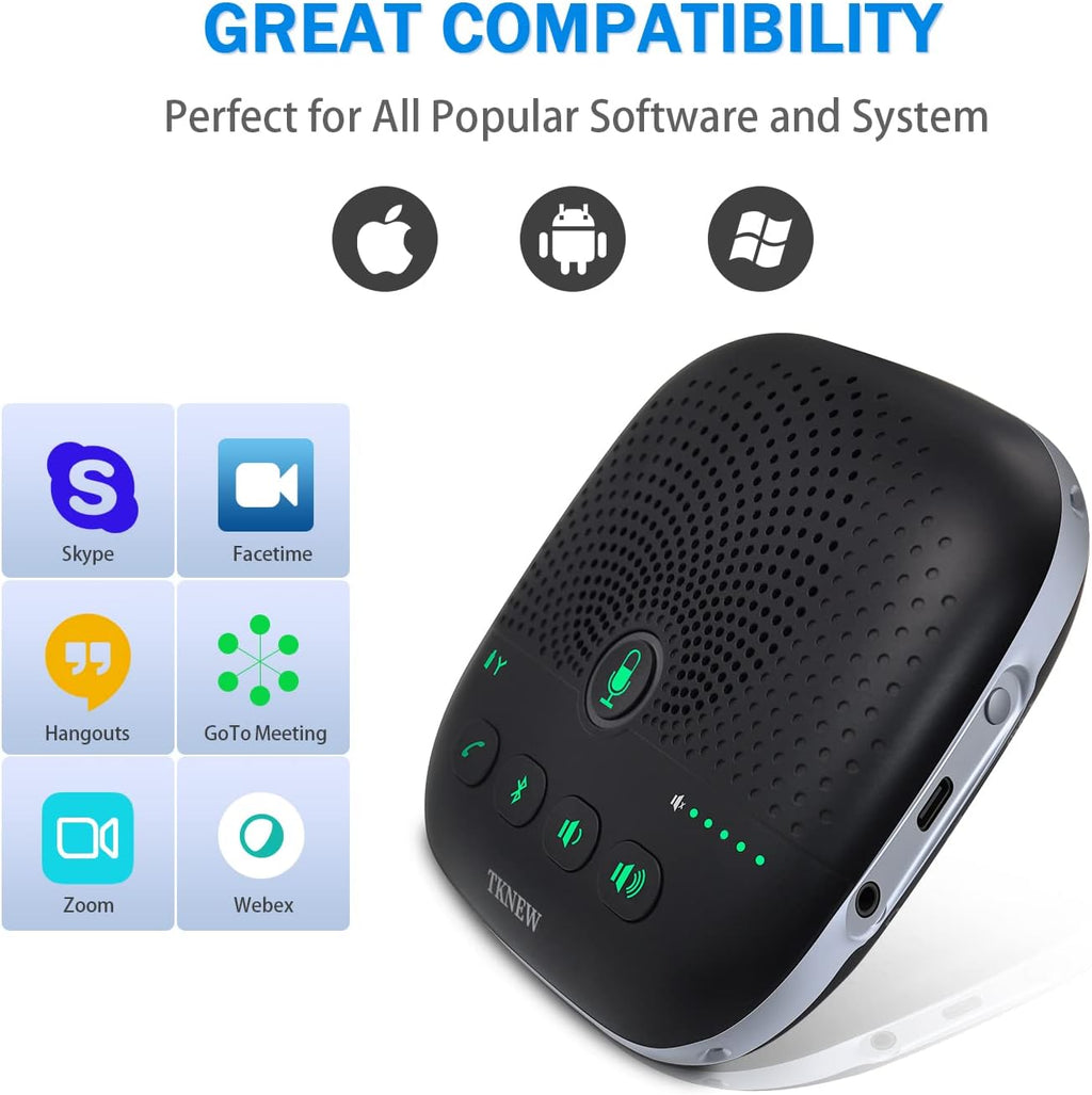 Bluetooth Conference Speakerphone with 4 Noise Cancellation Mics J4037