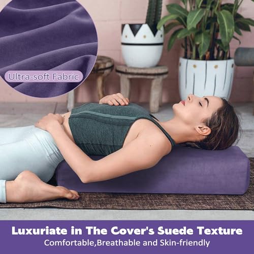 Rectangular Yoga Bolster Pillow with Washable Suede Cover, 27"X10"X5.5" W11893