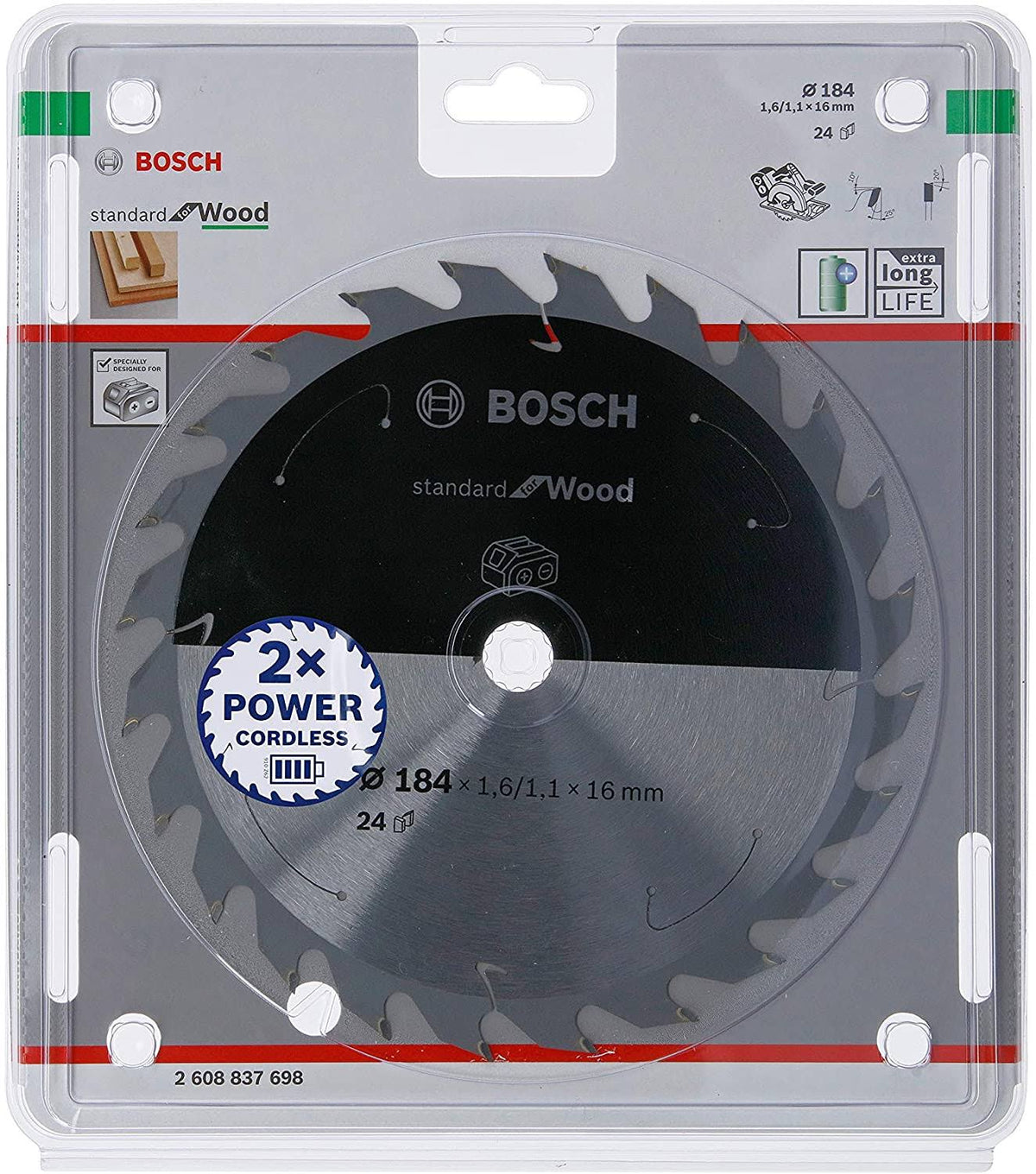 Wood Circular Saw Blade 184 x 16 x 1.6 mm 24 Teeth L52904