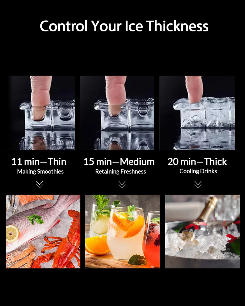 Countertop Ice Maker with Ice Scoop and Basket I4739