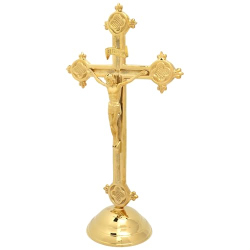 Brass Catholic Crucifix 12.5 by 7 Inches R4736