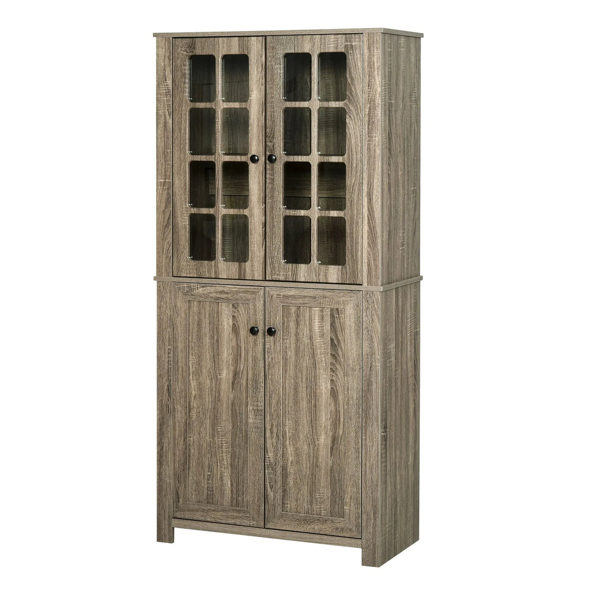 Kitchen Pantry Storage Cabinet with Glass Doors Q419280