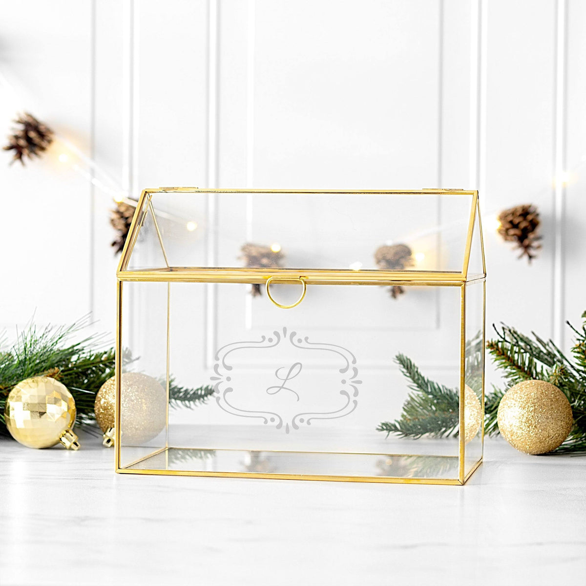 Gold Glass Terrarium Card Holder M41036