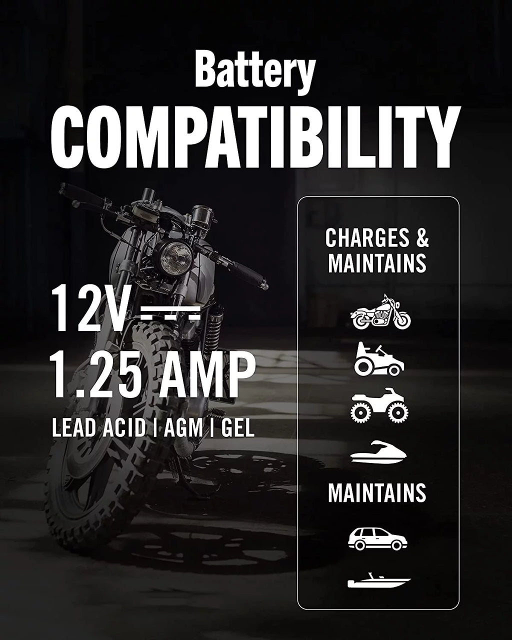 12V 1.25 AMP Smart Automatic Battery Charger and Maintainer A714
