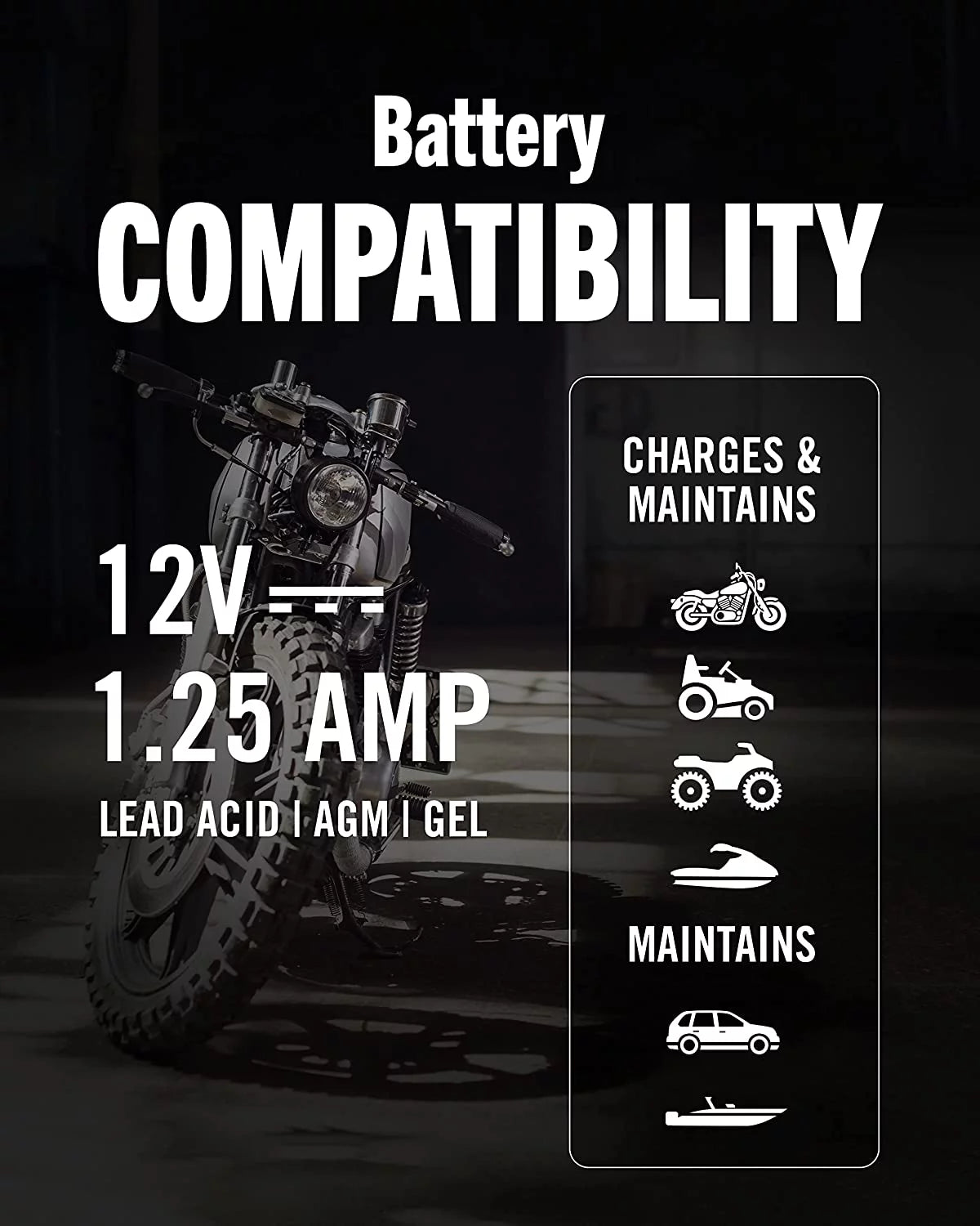 12V 1.25 AMP Smart Automatic Battery Charger and Maintainer A714