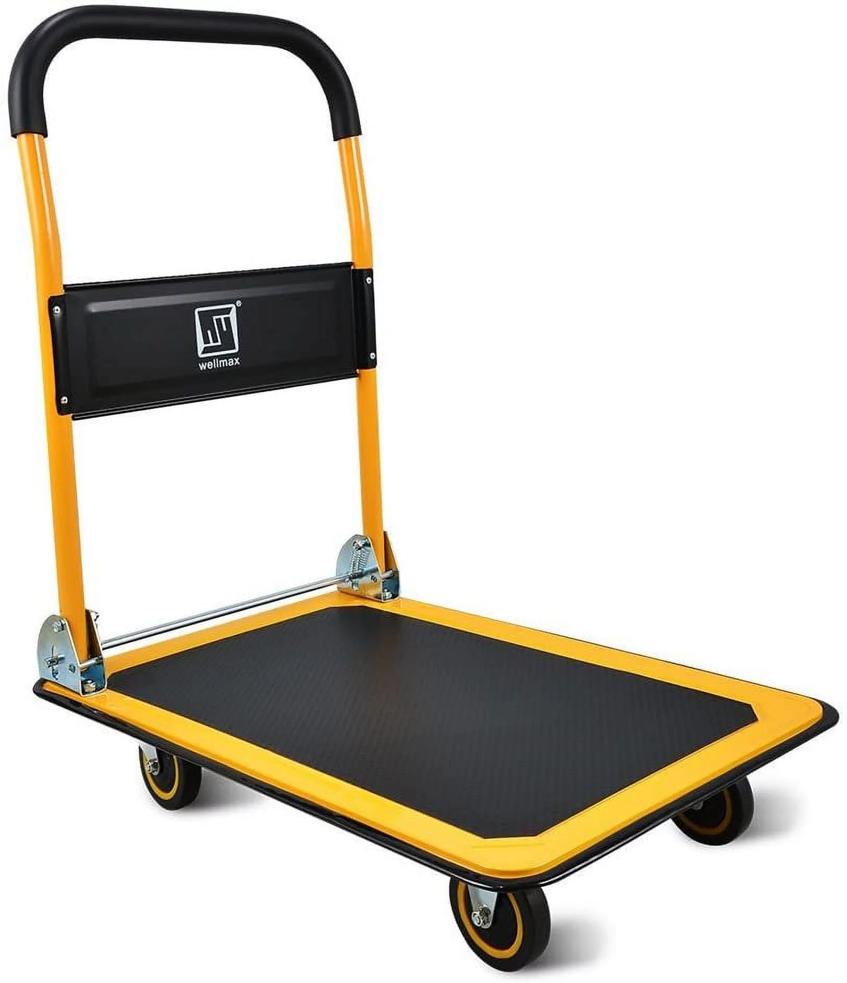 Yellow Foldable Push Cart Dolly with 360 Degree Swivel Wheels R80621