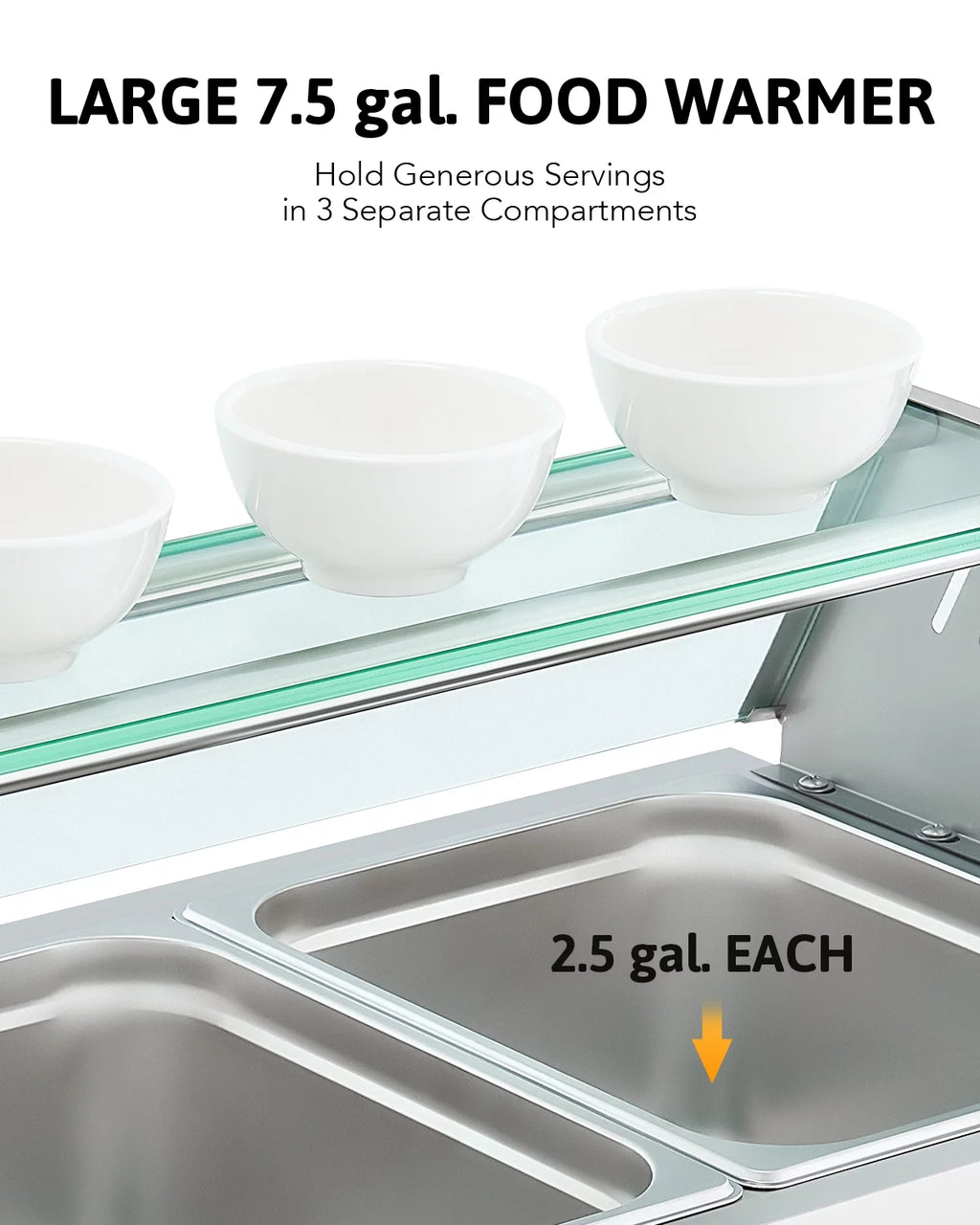 3 Pan Food Warmer Buffet Server with Glass Shelf W812