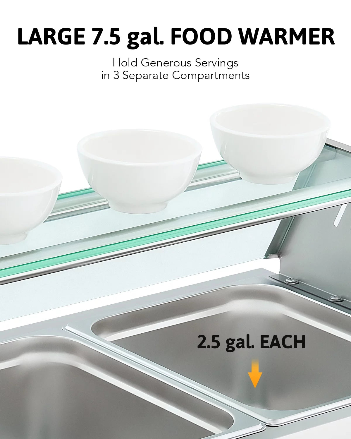 3 Pan Food Warmer Buffet Server with Glass Shelf W812
