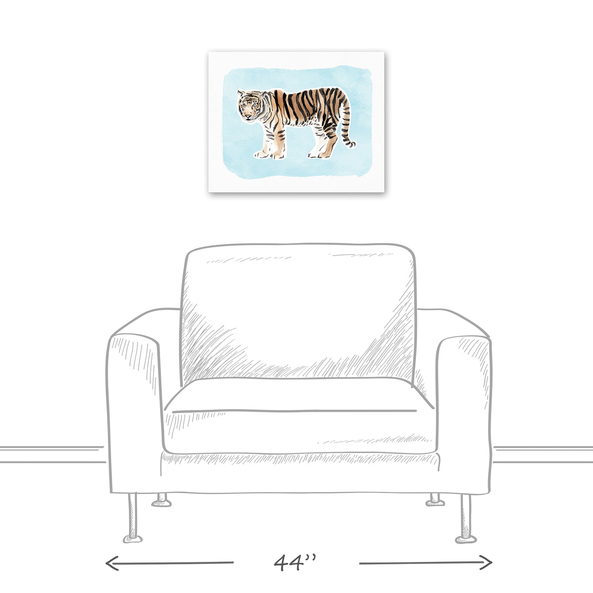 Watercolor Tiger Canvas Wall Art D6672