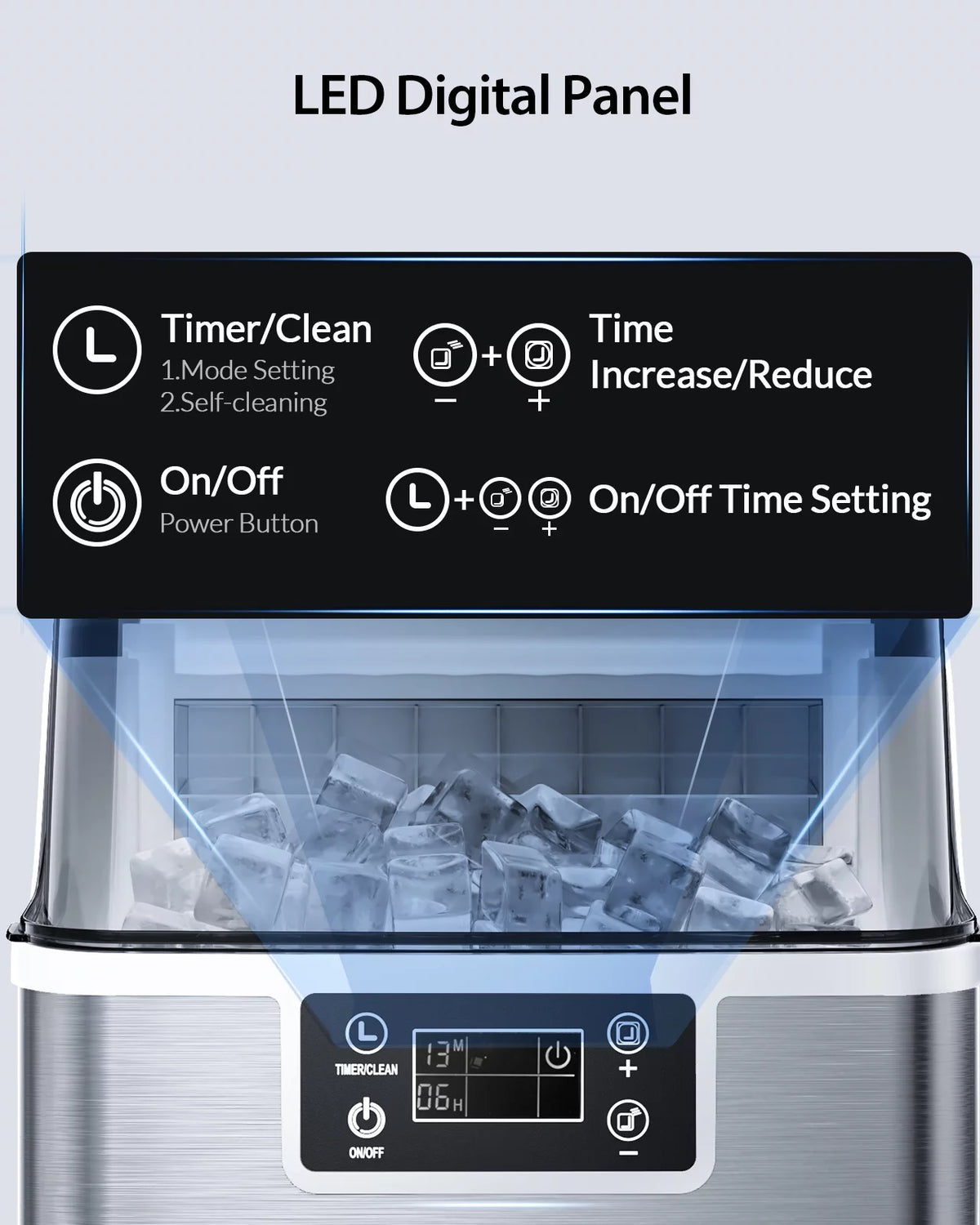 Countertop Ice Maker with Ice Scoop and Basket I4739