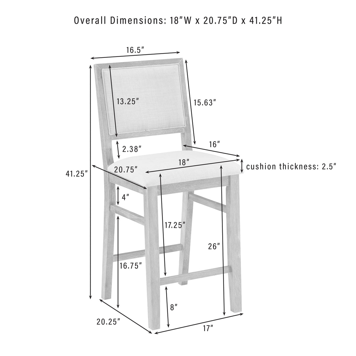 Upholstered Wood Counter Height Bar Stools Set of 2 K93447
