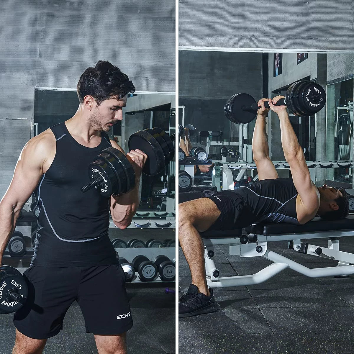 Adjustable Dumbbell Barbell 2 in 1, 22lbs B668268