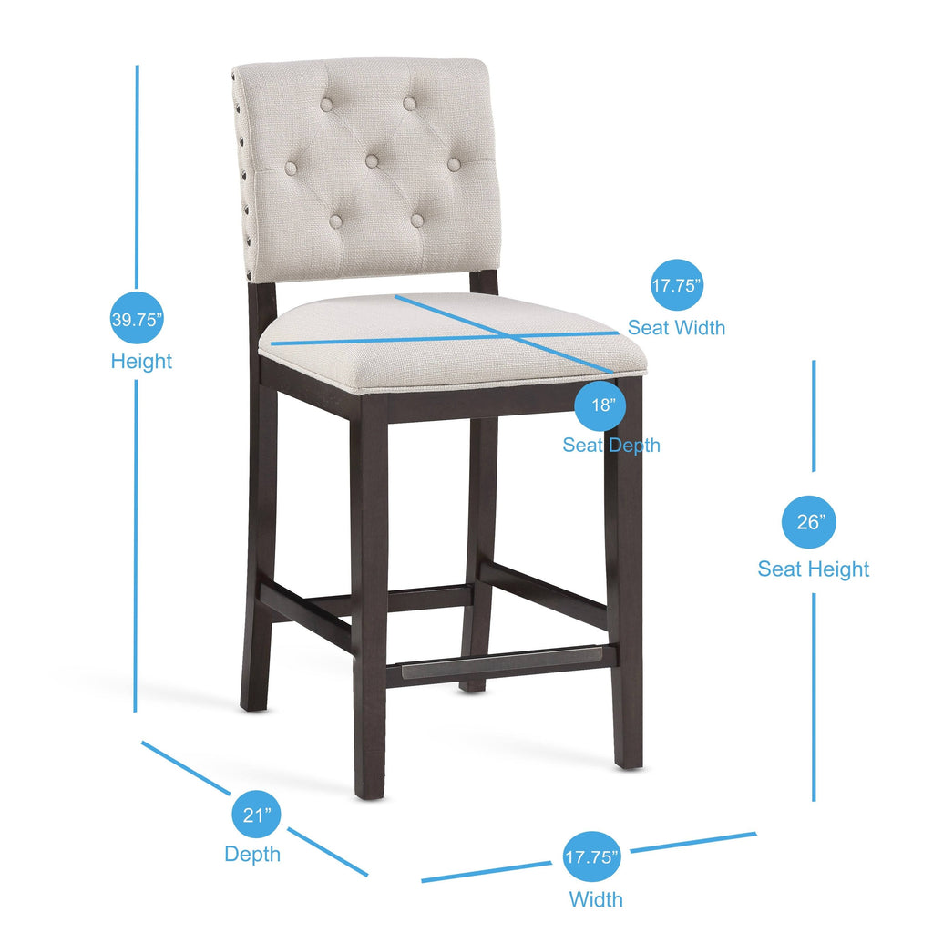 Walnut Button Tufted Counter Stool O398780