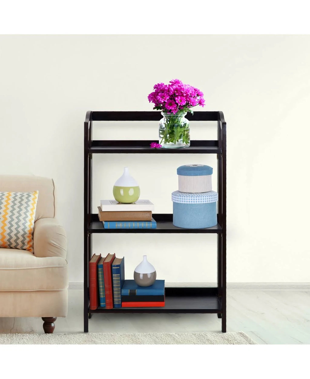 Espresso 3-Shelf Folding Bookcase S2699