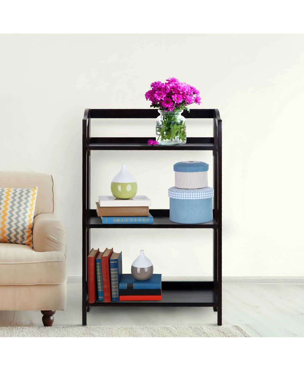 Espresso 3-Shelf Folding Bookcase S2699