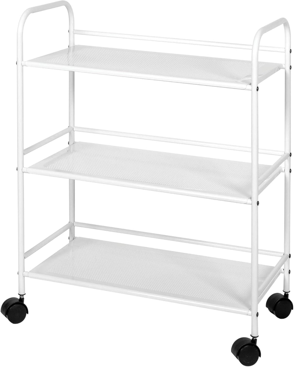 3-Tier Black Metal Rolling Utility Cart M9595