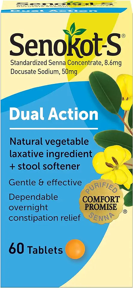 60 Tablets Natural Vegetable Laxative Plus Stool Softener Tablets M80056