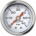 Fuel Pressure Gauge 1.5in Liquid Filled Mechanical 0-60 PSI White Pack of 2 Z4301