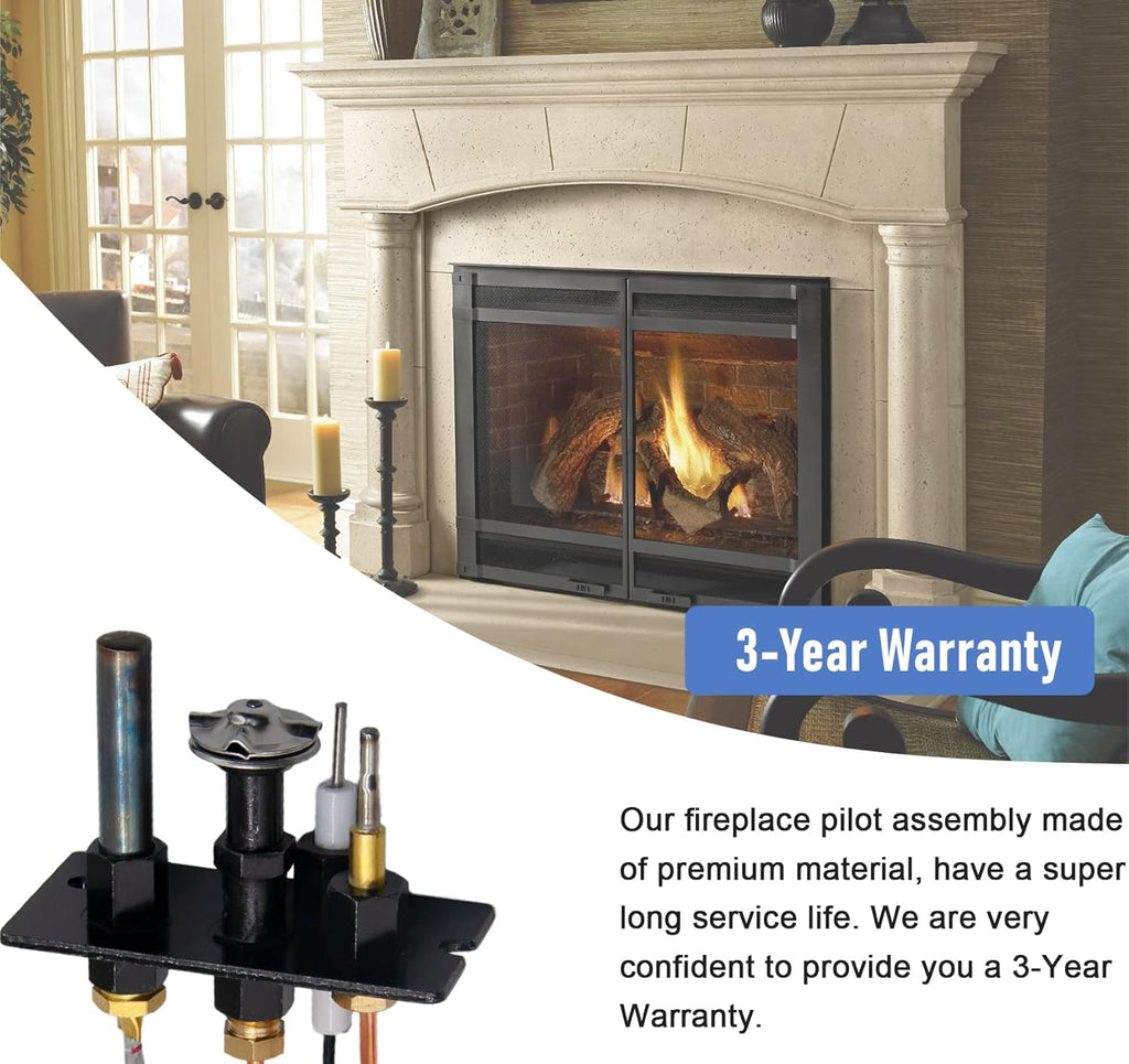 Propane and Natural Gas 3 Way Pilot Assembly for Fireplace and Stoves E77945