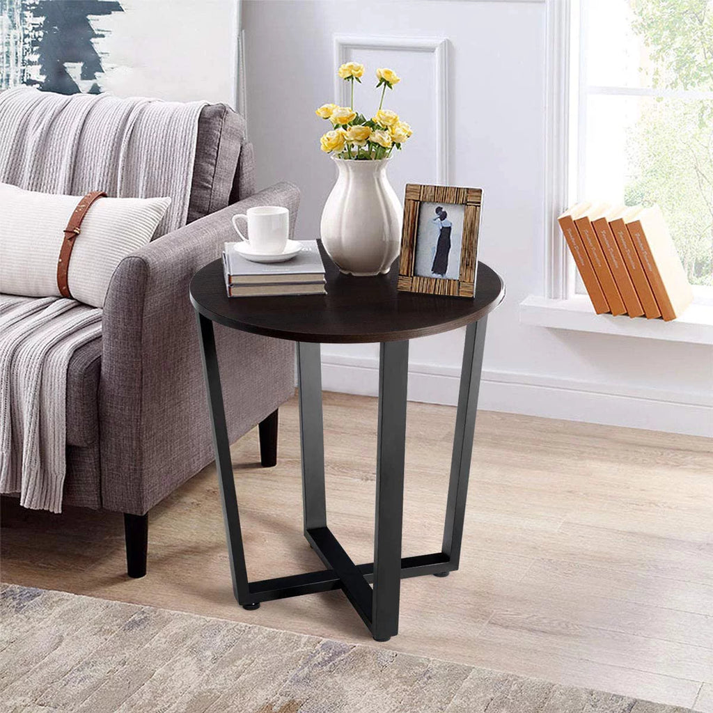 Round 2-Tier Metal End Table with Storage Shelf W806309