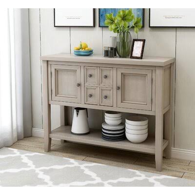 Antique Gray 4 Drawer Acacia Wood Buffet Table M1954