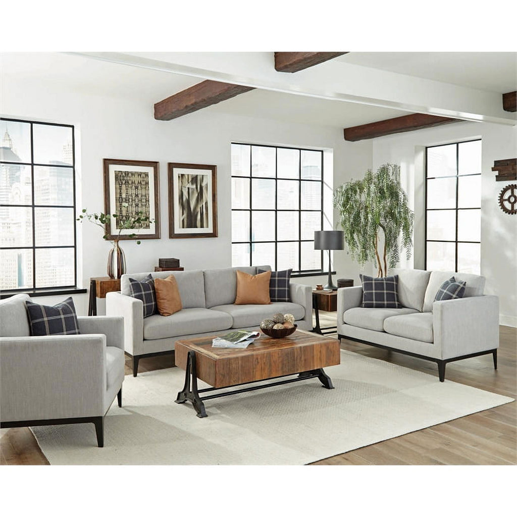 Light Gray 3-piece Fabric Living Room Set V194747