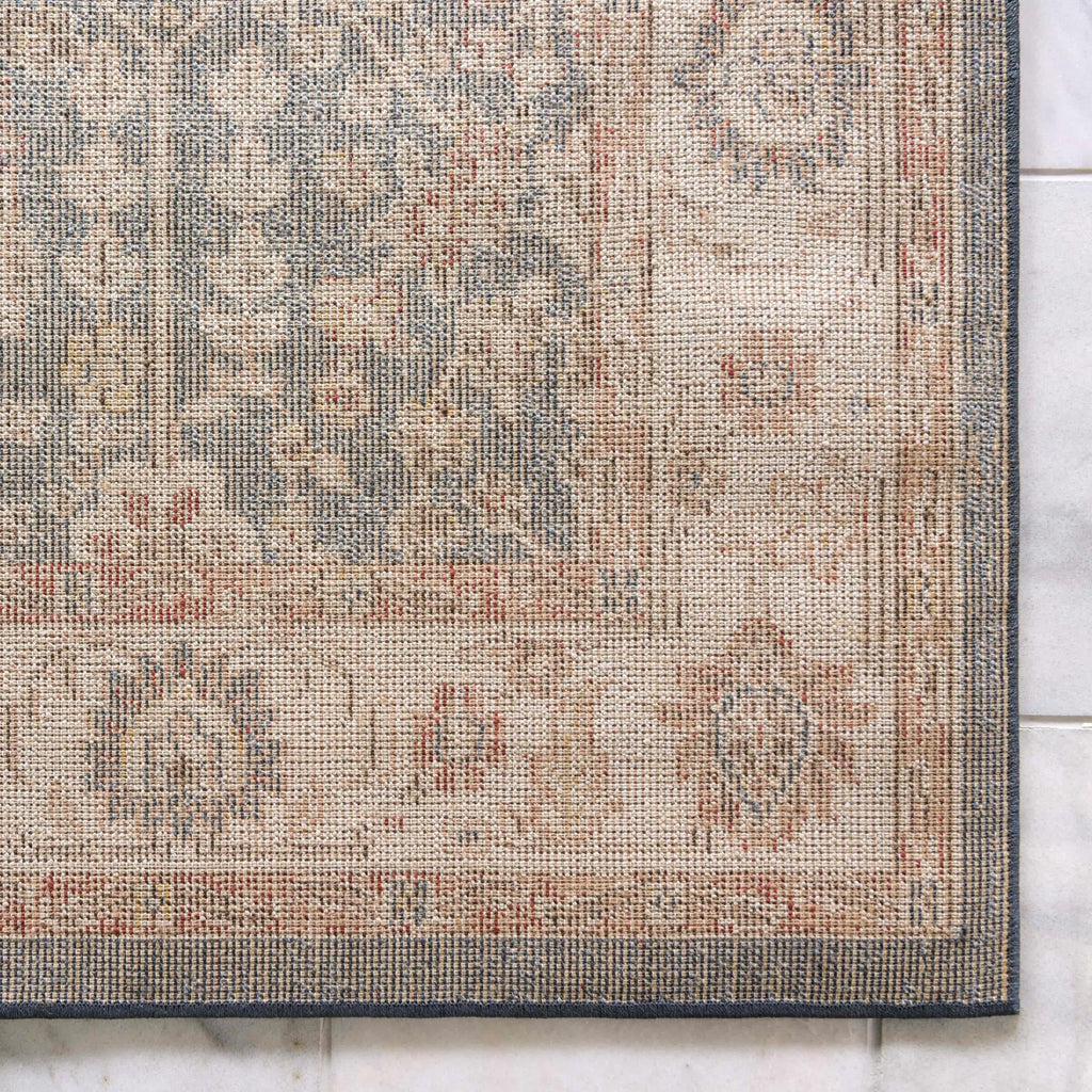 Light Blue Burgundy 4' 1" x 6' 1" Floral Rug R6902