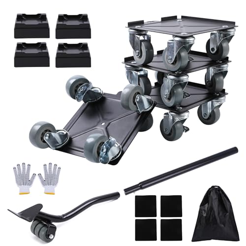Furniture Dolly with 4 360° Rotatable Rubber Universal Wheels, Carbon Steel Panel, Maximum Load 2645LBS H263