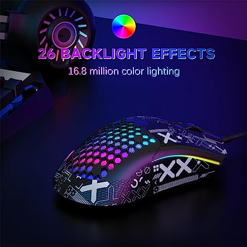 Green 65G Honeycomb Shell Wired Gaming Mouse B6397