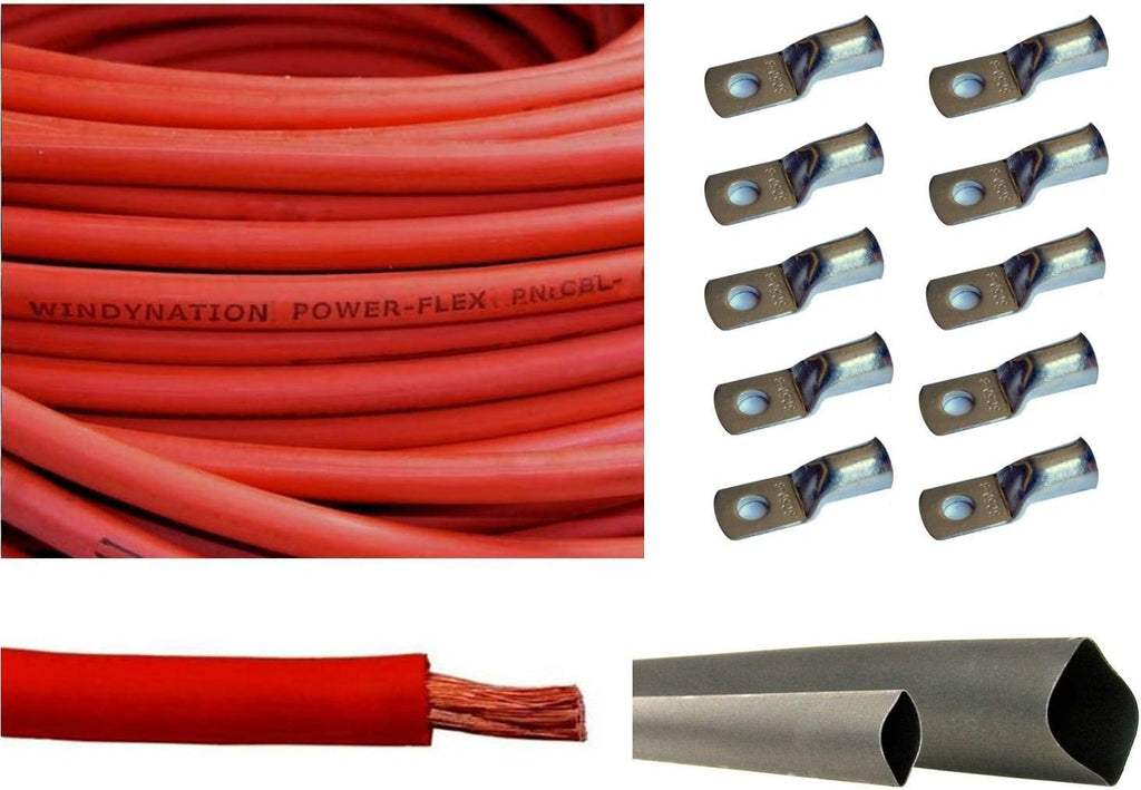 1/0 AWG 10 Feet Black Pure Copper Welding Cable with Copper Lugs and Heat Shrink Tubing K593
