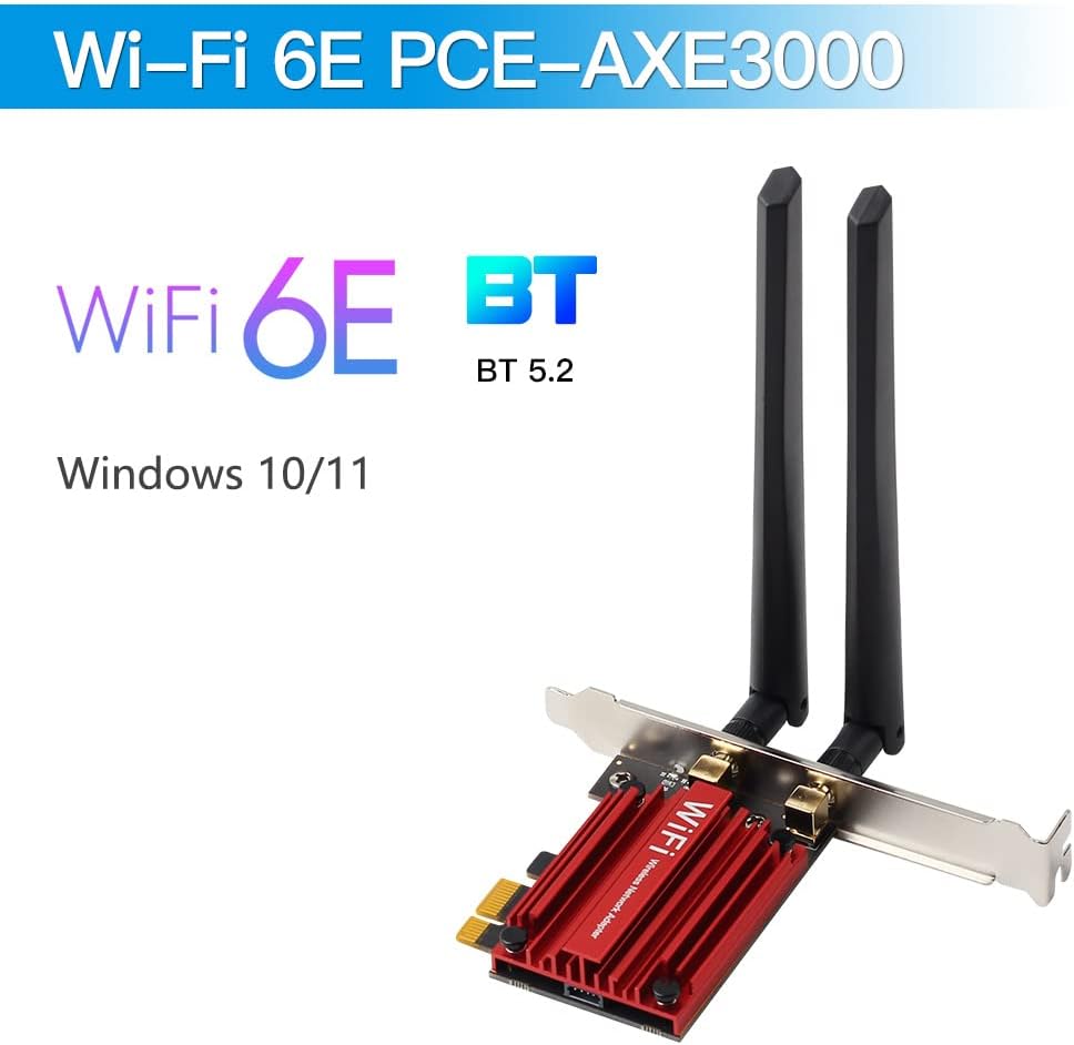 WiFi 6E PCI-E Tri-Band Wireless Adapter 5400Mbps 802.11AX 160MHZ PCIe Network Card Pack of 2 O928931