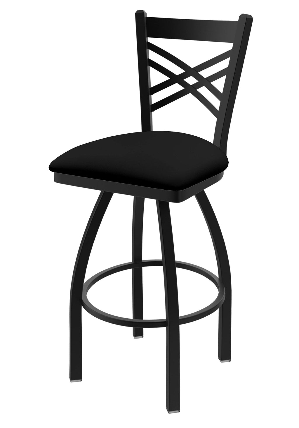 25x22 Swivel Counter Stool with Black Wrinkle Finish and Black Vinyl Seat H3501
