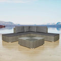 6 Piece Gray Poly Rattan Sectional Sofa Set G202592