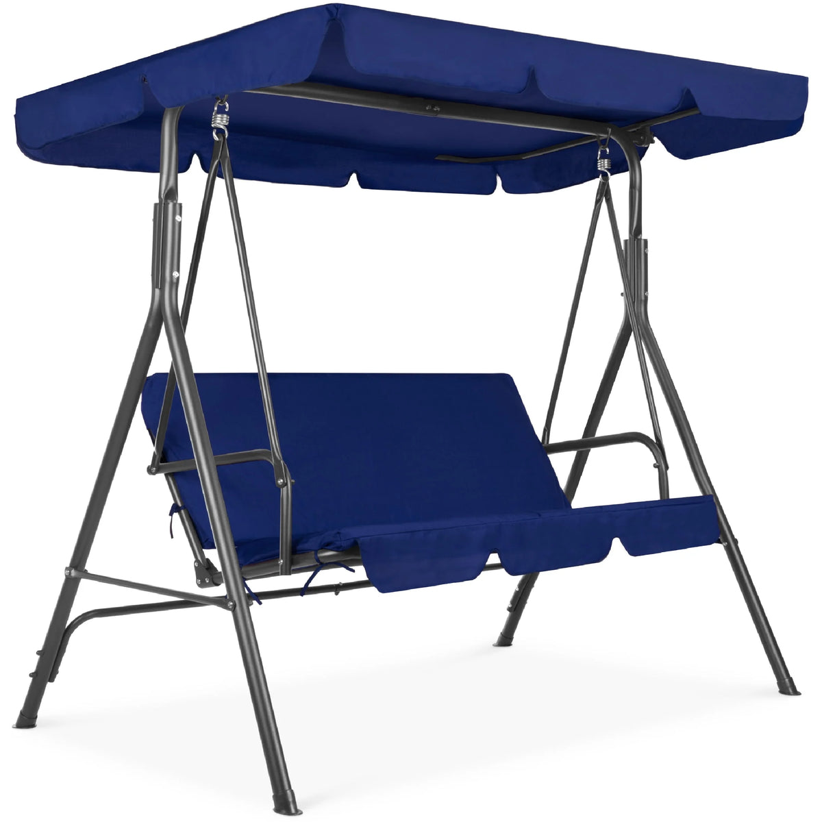 2-Person Convertible Canopy Swing Glider Lounge Chair with Removable Cushions Blue U66970
